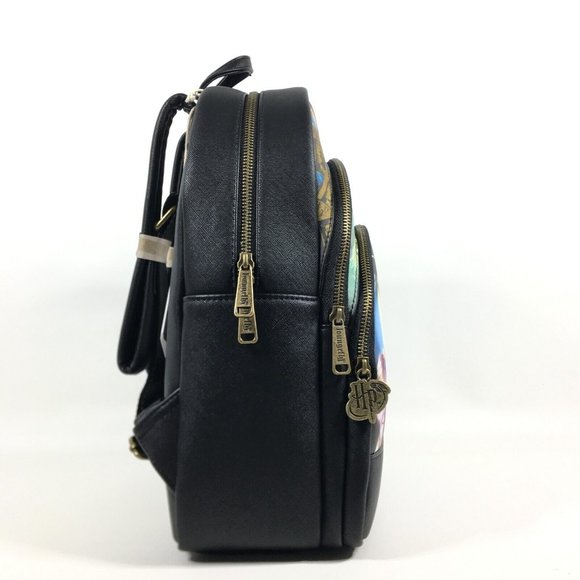 Loungefly Harry Potter Trilogy Triple Zip Pocket Mini Backpack Black Multicolor main image 7